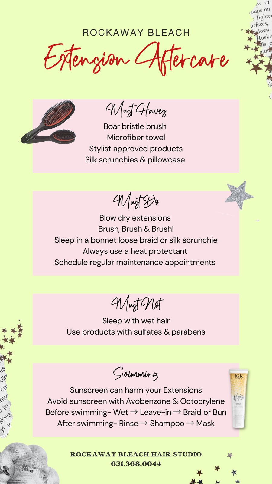 Rockaway Bleach extension aftercare guide