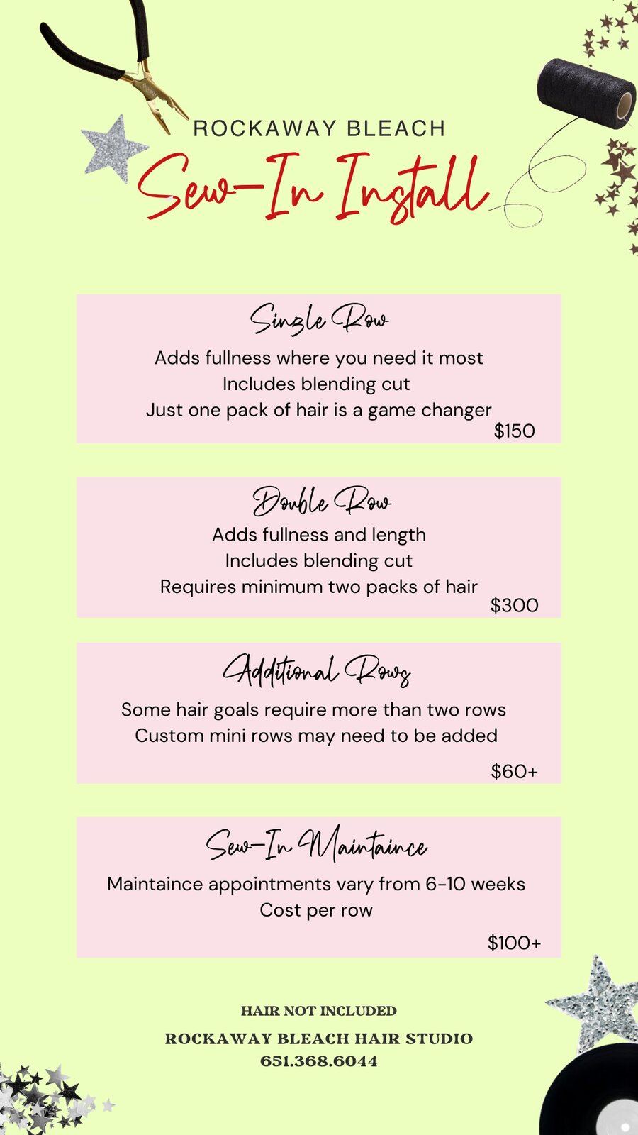 Rockaway Bleach sew-in install pricing
