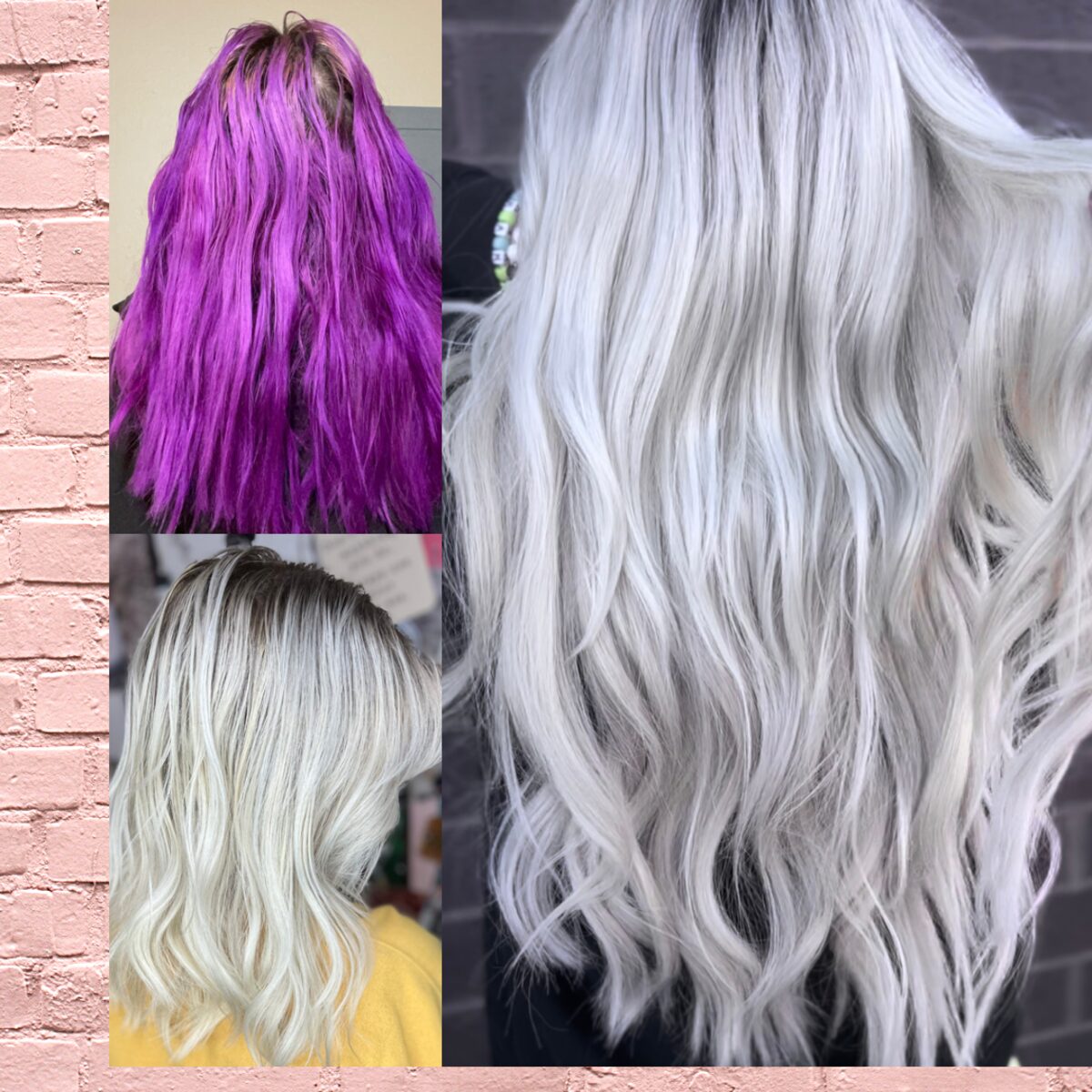Before and after: vivid purple to platinum transformation